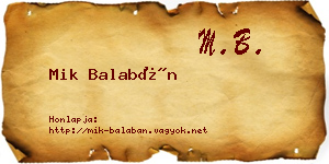 Mik Balabán névjegykártya